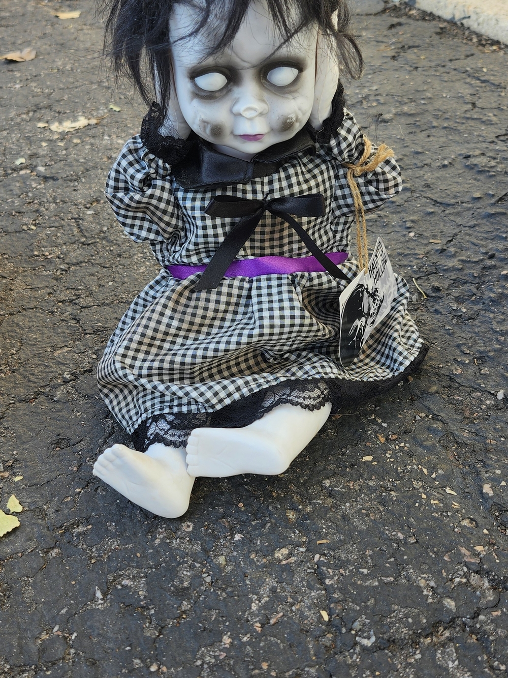 Unbranded Black & White Gingham Ghost Doll Halloween Costume